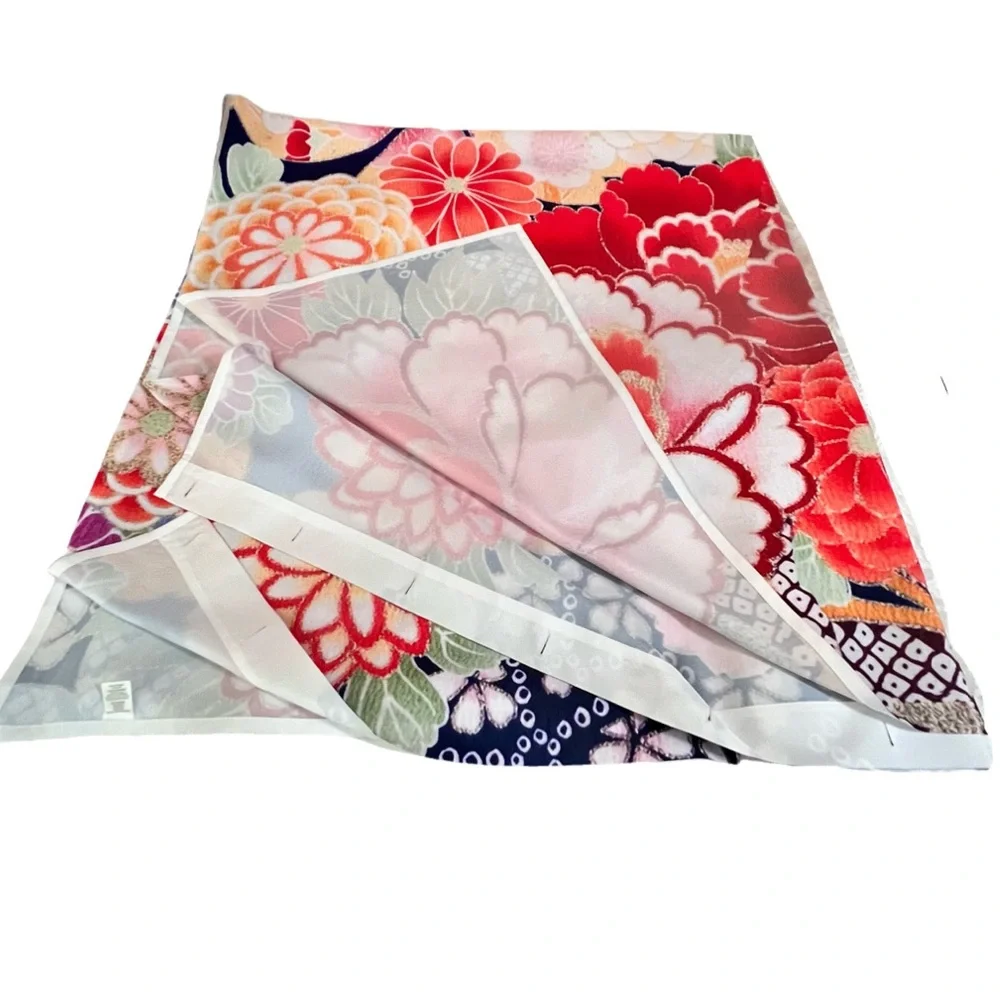 “Antique Japanese Flowers” Pink White Wild Roses Kimono Style Shower Curtain